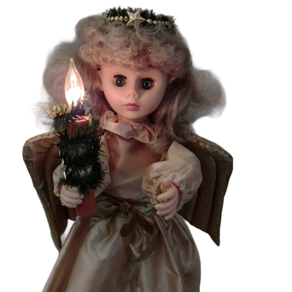 VINTAGE MATRIX 24" CHRISTMAS MOVING DOLL ANGEL W/BOX EYES SHUT WORKS